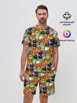 Мужской костюм с шортами / Папуги