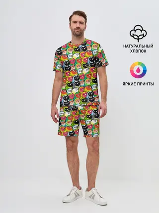 Мужской костюм с шортами / Папуги
