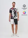 Мужской костюм с шортами / monokuma с пупком и иероглифами