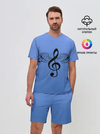 Мужской костюм с шортами / Скрипичный ключ и крылья ноты