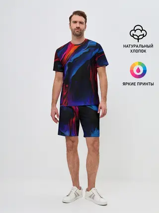 Мужской костюм с шортами / Красочный абстракт
