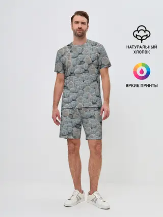 Мужской костюм с шортами / Каменные лица 3D МЕМ 2020