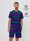 Мужской костюм с шортами / Линии разными ручками на синем