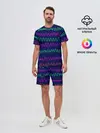 Мужской костюм с шортами / Линии разными ручками на синем