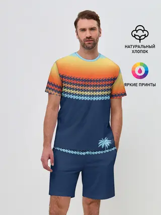 Мужской костюм с шортами / Летние волны и пальма