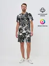 Мужской костюм с шортами / Ахегао паттерн черный