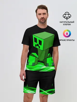 Мужской костюм с шортами / Майнкрафт Крипер