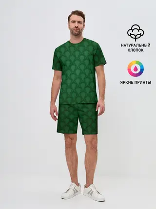 Мужской костюм с шортами / Готические зелёные цветы