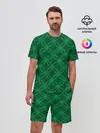 Мужской костюм с шортами / Зелёный узор