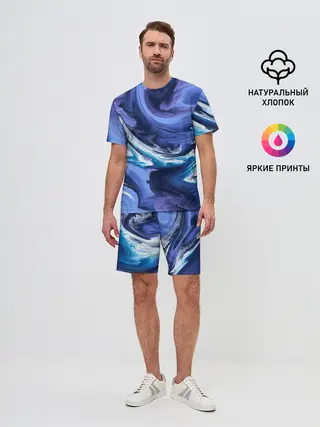 Мужской костюм с шортами / Абстрактные волны