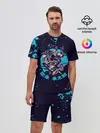 Мужской костюм с шортами / Дзётаро синие брызги