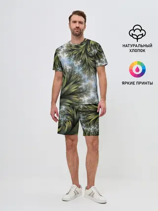 Мужской костюм с шортами / Зеленые листья