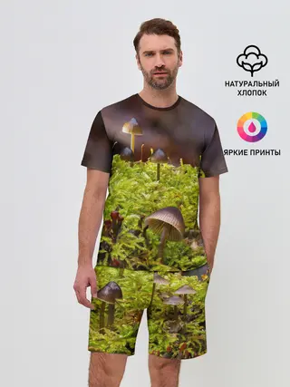 Мужской костюм с шортами / Мох