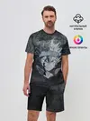 Мужской костюм с шортами / Лицо Астера на состаренном черном фоне