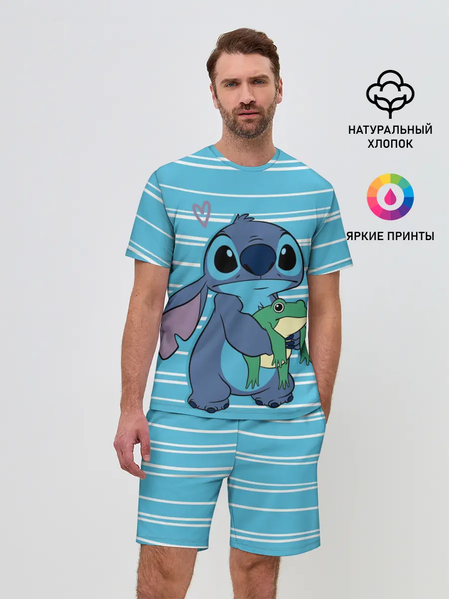 Мужской костюм с шортами / Стич с лягушкой