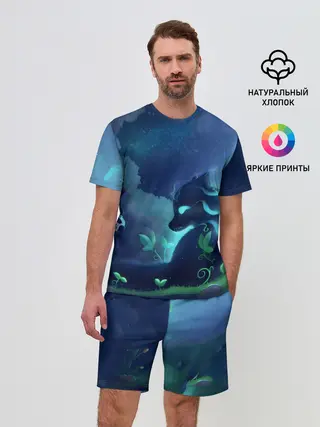 Мужской костюм с шортами / Панда и лиса
