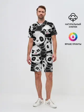 Мужской костюм с шортами / Смешные панды