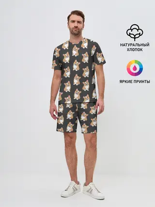 Мужской костюм с шортами / Корги малыши