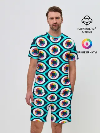 Мужской костюм с шортами / Глаза паттерн