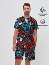 Мужской костюм с шортами / Красно синие безумие