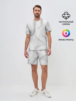Мужской костюм с шортами / Белое полотно текстура