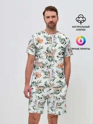 Мужской костюм с шортами / Лесные животные