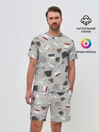 Мужской костюм с шортами / Утро начинается с кружки