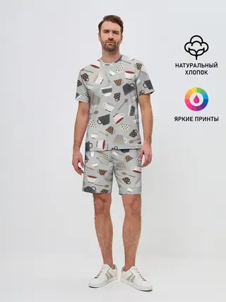 Мужской костюм с шортами / Утро начинается с кружки