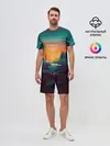 Мужской костюм с шортами / Закат в лесу