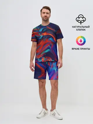 Мужской костюм с шортами / Абстракция краски