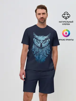 Мужской костюм с шортами / Сова в деревьях