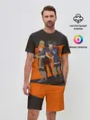 Мужской костюм с шортами / Karasuno оранжевая полоса