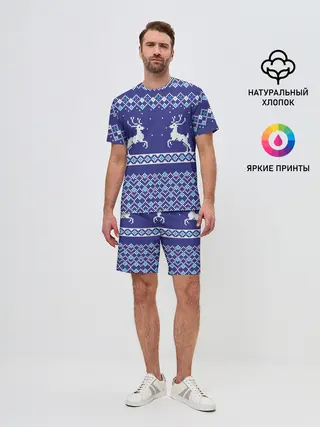 Мужской костюм с шортами / Олени