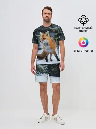 Мужской костюм с шортами / Лиса в зимнем лесу