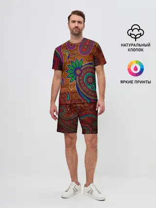 Мужской костюм с шортами / узоры текстура фон