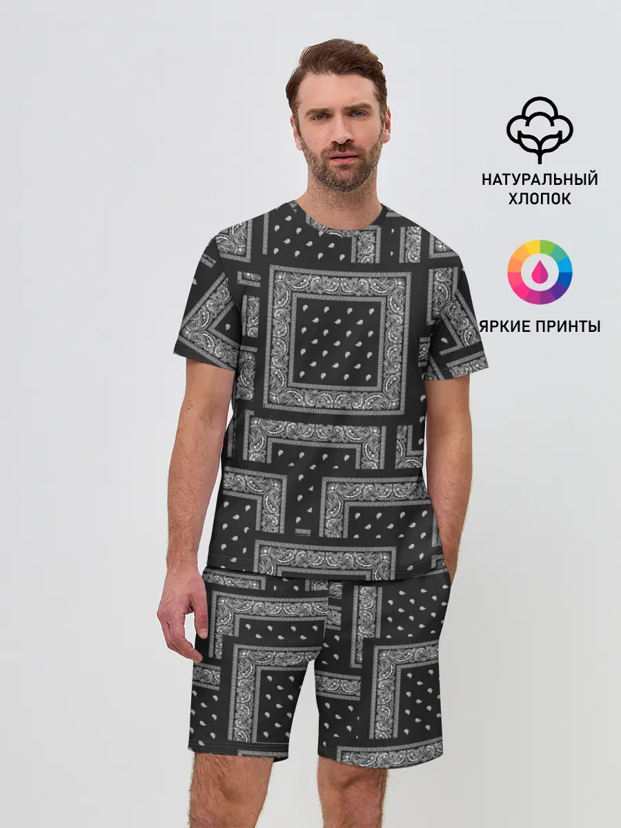 Мужской костюм с шортами / 3D Бандана v.black