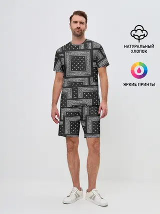 Мужской костюм с шортами / 3D Бандана v.black