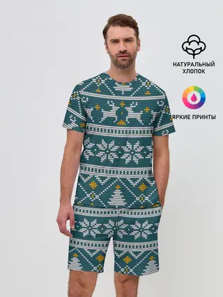 Мужской костюм с шортами / Новогодний узор