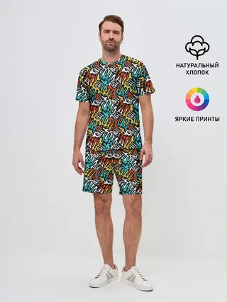 Мужской костюм с шортами / граффити