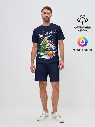 Мужской костюм с шортами / Рождественская Панда
