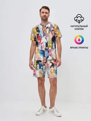 Мужской костюм с шортами / цветные лошади