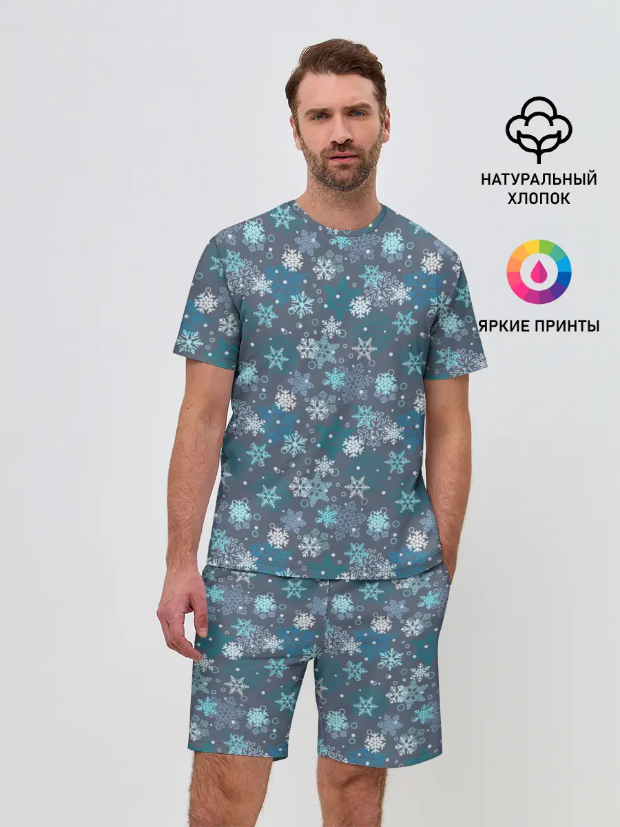 Мужской костюм с шортами / Снежинки