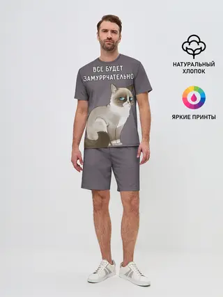 Мужской костюм с шортами / Грустный кот