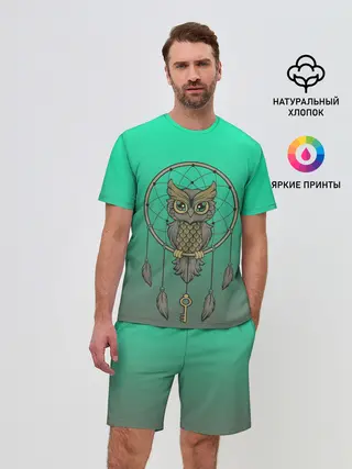 Мужской костюм с шортами / сова ловец снов