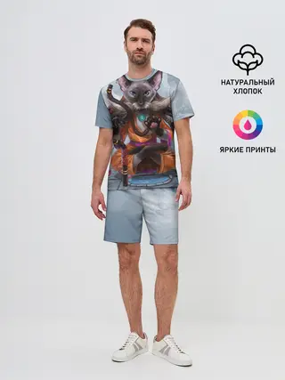 Мужской костюм с шортами / Кот-йог