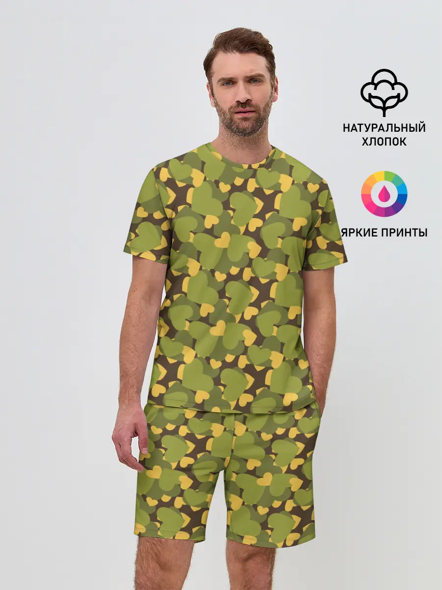 Мужской костюм с шортами / Сердечки