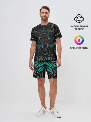 Мужской костюм с шортами / Рисунок волк