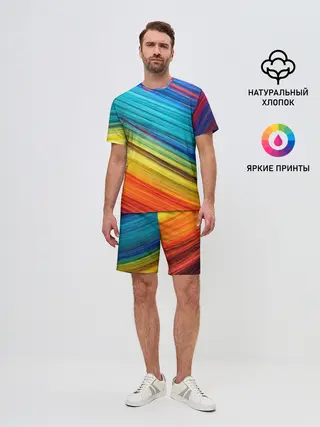 Мужской костюм с шортами / цветной мех диагональ