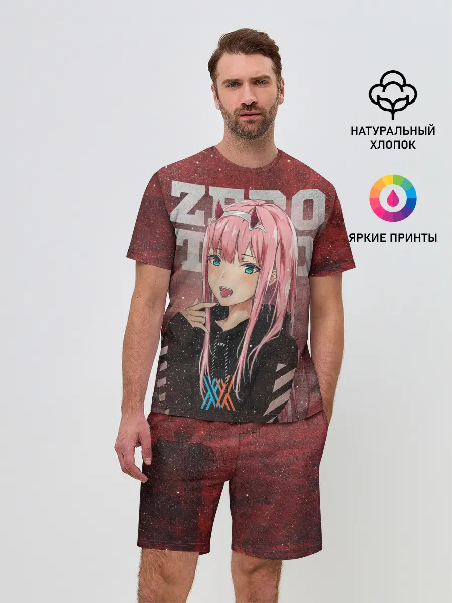 Мужской костюм с шортами / Zero Two в толстовке