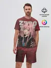 Мужской костюм с шортами / Zero Two в толстовке